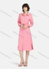 Wholesale Women's Business Casual Long Sleeve Knee Length Plain Shirt Dress With Belt - Liuhuamall