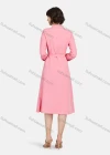 Wholesale Women's Business Casual Long Sleeve Knee Length Plain Shirt Dress With Belt - Liuhuamall