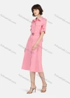 Wholesale Women's Business Casual Long Sleeve Knee Length Plain Shirt Dress With Belt - Liuhuamall