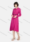 Wholesale Women's Business Casual Long Sleeve Plain Knee Length Shirt Dress With Belt - Liuhuamall