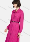 Wholesale Women's Business Casual Long Sleeve Plain Knee Length Shirt Dress With Belt - Liuhuamall