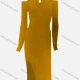 Wholesale Women's Elegant Plain Crew Neck Cut Out Cold Shoulder Long Sleeve Split Side High Waist Dress 6# Clothing Wholesale Market Liuhua