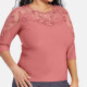Women's Plus Size 3/4 Sleeve Lace sheer Embroidery Rhinestone Detail Blouse 11# Clothing Wholesale Market -LIUHUA