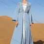 Wholesale Women's Elegant Muslim Islamic Plain Pearl Decor Rhinestone Robe Cardigan BA7016# preview