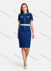 Wholesale Women's Zipper Dual Pockets Button Front Leather Belt Denim Dress 0497# - Liuhuamall
