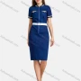 Wholesale Women's Zipper Dual Pockets Button Front Leather Belt Denim Dress 0497# preview