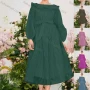 Wholesale Women's Elegant Striped Ruffle Trim Bateau Neck Ruffle Hem Midi Dress With Belt preview