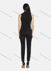 Wholesale Women's High-Neck Sleeveless Rhinestone Plain Blouse & Skinny Pants 2-Piece Set 2214# - Liuhuamall