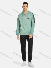 Wholesale Men's Athletic Workout Drawstring Long Sleeve Kangaroo Pocket Hoodie & Ankle Length Jogger 2 Piece Sports Set, LIUHUA CLOTHING WHOLESALE