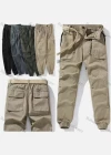 Wholesale Men's Casual Plain Stright Leg Ankle Length Drawstring Joggers - Liuhuamall