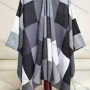 Wholesale Women's Casual Bat Sleeve Plaid Print Cardigan Cape preview
