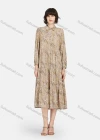 Wholesale Women's Casual Paisley Print Button Front Long Sleeve Ruffle Hem Midi Dress - Liuhuamall
