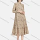 Wholesale Women's Casual Paisley Print Button Front Long Sleeve Ruffle Hem Midi Dress Almond White Clothing Wholesale Market Liuhua