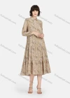 Wholesale Women's Casual Paisley Print Button Front Long Sleeve Ruffle Hem Midi Dress - Liuhuamall