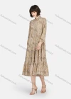 Wholesale Women's Casual Paisley Print Button Front Long Sleeve Ruffle Hem Midi Dress - Liuhuamall