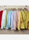 Wholesale Women's Casual V Neck Ruffle Hem Plain Shirred Wrap Blouse - Liuhuamall