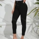 Wholesale Women's Casual Plain Belted Skinny Fit High Waist Cropped Chino Pants Black Clothing Wholesale Market Liuhua