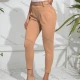 Wholesale Women's Casual Plain Belted Skinny Fit High Waist Cropped Chino Pants Melon Clothing Wholesale Market Liuhua