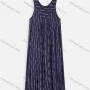 Wholesale Women's Casual Sleeveless Ruched Hem Striped Maxi Tank Dress 1457# preview
