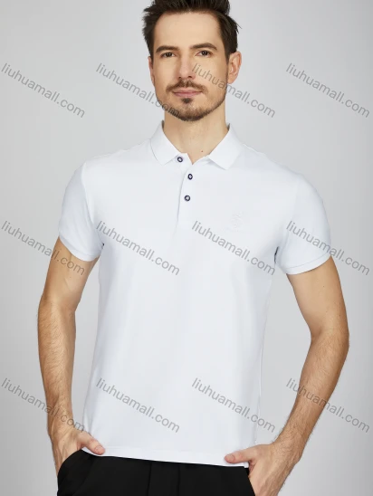 Wholesale Men's Casual Plain Short Sleeve Split Side Polo Shirt LF008#