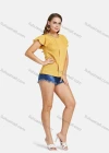 Wholesale Women's Casual Round Neck Ruffle Sleeve Plain Tops - Liuhuamall