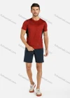 Wholesale Men's Sporty Short Sleeve Plain Colorblock Crew Neck Quick Dry Stretch Topstitch Sewing T-shirts - Liuhuamall