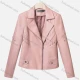 Wholesale Women's Casual Lapel Long Sleeve Zipper Plain Leather Crop Biker Jacket Pink Clothing Wholesale Market Liuhua
