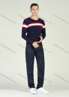Wholesale Men's Casual Striped Pocket V-Neck Long Sleeve Pullover Sweater - Liuhuamall