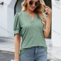 Wholesale Women's Casual Plain Notched Neck Short Sleeve Blouse 8157# preview