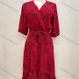 Wholesale Women's Wrap V Neck Leopard Print Ruffle High Low Hem Midi Dress With Belt preview