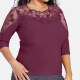 Women's Plus Size 3/4 Sleeve Lace sheer Embroidery Rhinestone Detail Blouse 21# Clothing Wholesale Market -LIUHUA