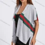 Wholesale Women's Stripe Colorblock Button Side Knitted Cape preview