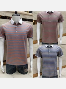 Wholesale Men's Cotton Striped Print Embroidery Short Sleeve Polo Shirt 22A8#, LIUHUA CLOTHING WHOLESALE