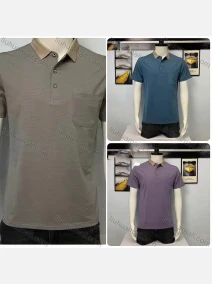 Wholesale Men's Cotton Contrast Color Patch Pocket Short Sleeve Polo Shirt A010#, LIUHUA CLOTHING WHOLESALE