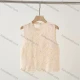 Wholesale French flower hook flower hollow vest niche design sense high-end vacation round-neck short shirt top Beige Clothing Wholesale Market Liuhua