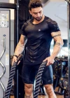 Wholesale Men's Sporty Short Sleeve Breathable High Stretch Skinny Quick Dry Tee - Liuhuamall