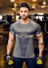 Wholesale Men's Sporty Short Sleeve Breathable High Stretch Skinny Quick Dry Tee - Liuhuamall