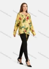 Wholesale Woman's Casual Round Neck Button Front Long Sleeve Floral Print Tunic - Liuhuamall