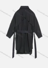 Wholesale Women's Casual Plain Lapel Belted Asymmetrical Hem Trench Coat - Liuhuamall