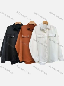 Wholesale Women's Casual Long Sleeve Button Front Rhinestone Shirt, LIUHUA CLOTHING WHOLESALE