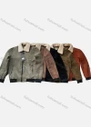 Wholesale Men's Suede Long Sleeve Detachable Fuzzy Collar Bomber Jackets 2998# - Liuhuamall
