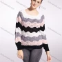 Wholesale Women's Casual Round Neck Long Sleeve Colorblock Knit Pullover Sweater preview