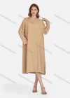 Wholesale Women's Casual Plain Crew Neck Long Sleeve Split Side Loose Fit Dress - Liuhuamall