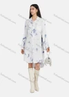 Wholesale Women's Collar Button Down Buckle Strap Cuff Sequin Dual Pockets Tie Dye High Low Hem Shirt Dress - Liuhuamall