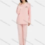 Wholesale Women's Lounge Long Sleeve Embroidery Letter Pattern Button Front Tops & Pin Dot Print Pant Homewear Sets preview