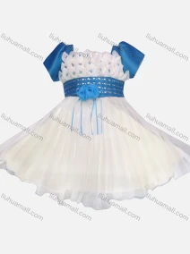 Wholesale Girls Lovely Short Sleeve Sequin Pleated Pullover Flower Dress, LIUHUA CLOTHING WHOLESALE