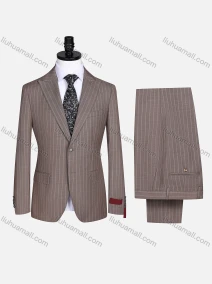 Wholesale Men's Formal Lapel Striped Flap Pockets Single Breasted Blazer Jacket & Pants 2 Piece Suit Set 2454#, LIUHUA CLOTHING WHOLESALE
