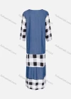 Wholesale Women's Casual Notched Neck Long Sleeve Plaid Denim Dress With Scarf - Liuhuamall