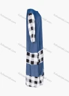 Wholesale Women's Casual Notched Neck Long Sleeve Plaid Denim Dress With Scarf - Liuhuamall