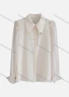 Wholesale Women's Casual Collared Poet Sleeve Chain Decor Button Front Plain Blouse 126609# - Liuhuamall